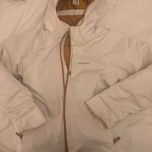 Patagonia kids ski/snowboard jacket, white and yellow size large